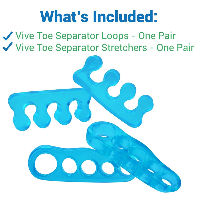 ViveSole Toe Separators for Men & Women Small (2 Pairs) - Silicone Gel Spreaders - Therapeutic Spa Stretchers for Plantar Fasciitis  Bunions  Overlapping Hammer Toe Spacers - Metatarsal Yoga Cushion - Image 3